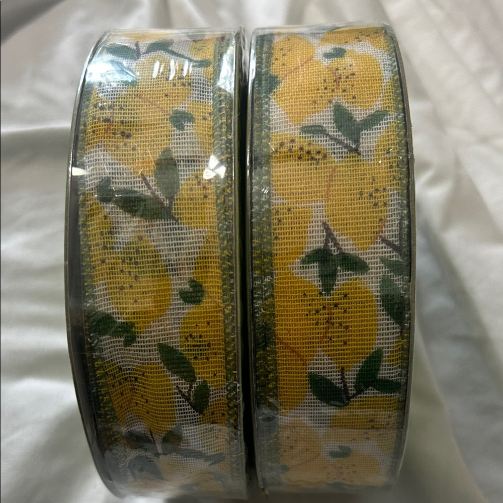 Lemon Yellow and Green Ribbon Wired 1.5 in Wide x  50 yards x (2) (LAST CALL)